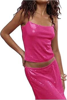 SOLY HUX Women's Glitter Sequin Cami Tops Spaghetti Strap